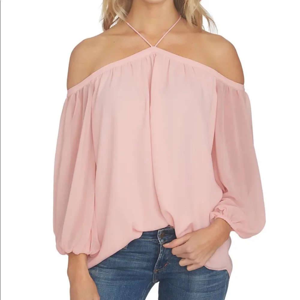 1. State Off the Shoulder Chiffon Blouse
